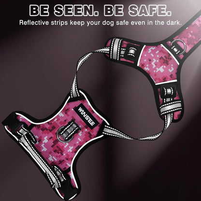 Dog Harness No Pull, Pet Harnesses with Dog Collar, Adjustable Reflective Oxford Outdoor Vest, Front/Back Leash Clips for Small, Medium, Large, Extra Large Dogs, Easy Control Handle for Walking